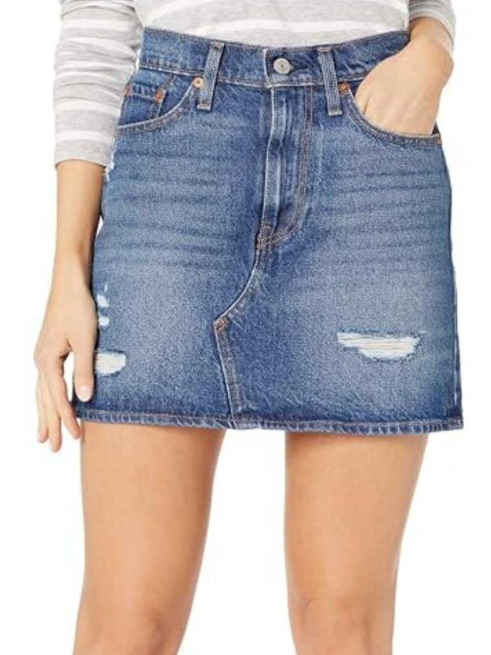 Levi's Blue Mini Denim Skirt 26 Deconstructed